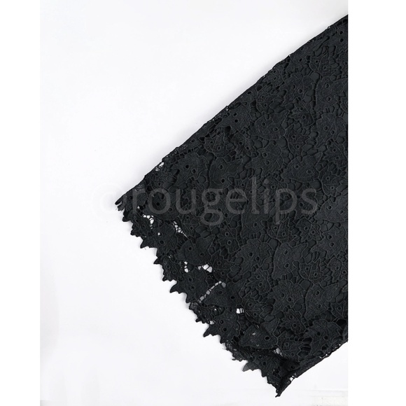 Black Guipure Lace Bodycon Dress Cami V-Neck Knee to Midi - Picture 11 of 12